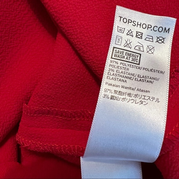 TopShop Cold Shoulder Top Ruffle Red 6 - Picture 13 of 13